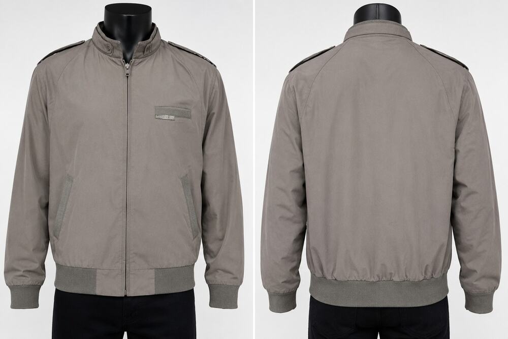 Vintage Members Only Microfiber Jacket Mens Medium Taupe Bomber Made Korea